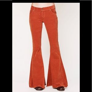 Free People Flare Rust Orange Corduroy sz 30